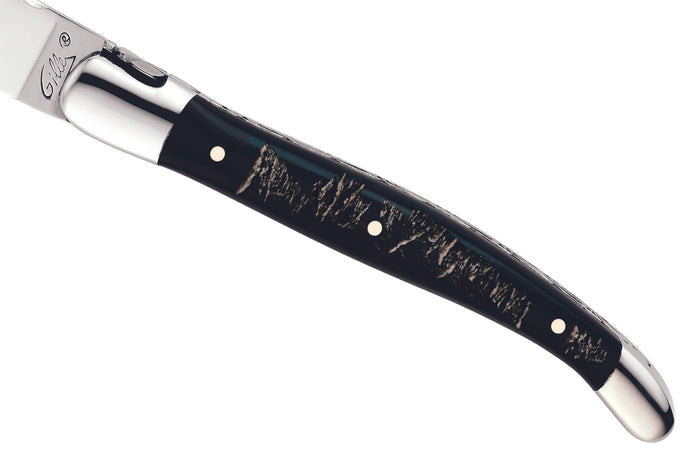 Couteau pliant Laguiole GILLES 5692 manche corne de buffle 12cm avec mitres en inox polies