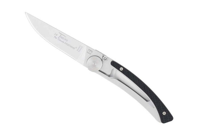 Couteau pliant Le Thiers Liner Lock Claude Dozorme façon carbone 10,5 cm