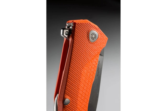 Couteau pliant LionSteel KUR manche G10 ou olivier 12cm - Orange