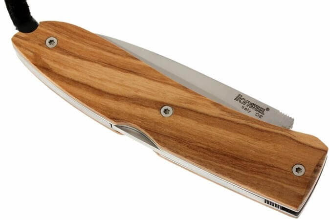 Couteau pliant LionSteel Opera manche 10cm lacet + étui - Olivier