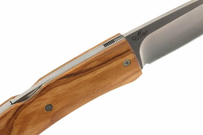 Couteau pliant LionSteel Opera manche 10cm lacet + étui - Olivier
