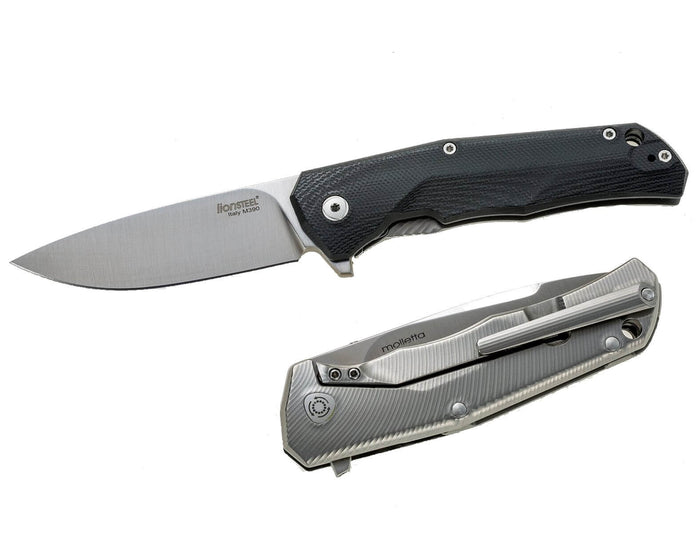 Couteau pliant LionSteel Tre manche G10 / titanium 10cm - Noir