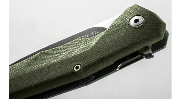 Couteau pliant LionSteel Tre manche G10 / titanium 10cm - Kaki