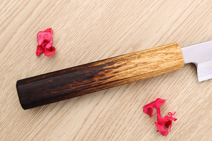 Couteau yanagiba kiritsuke 21cm japonais artisanal Nakamura Kaishin Saku WS2 en chêne