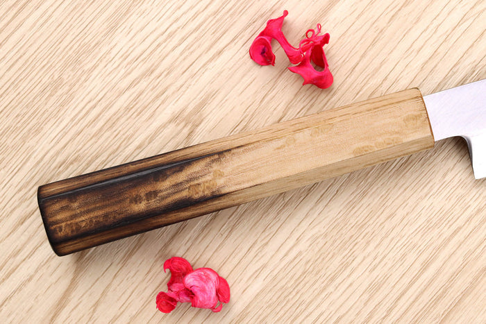 Couteau yanagiba kiritsuke 24cm japonais artisanal Nakamura Kaishin Saku WS2 en chêne