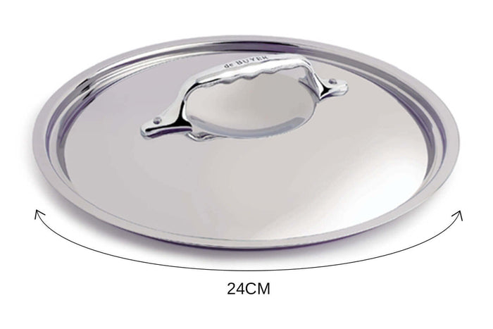 Couvercle bombé en inox De Buyer à pontet en fonte d'inox - 24cm