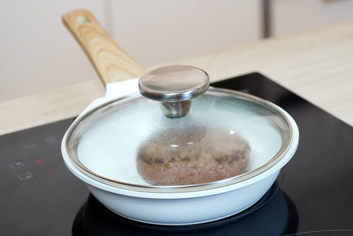 Couvercle en verre bombé Cookut à bouton en inox - 16cm