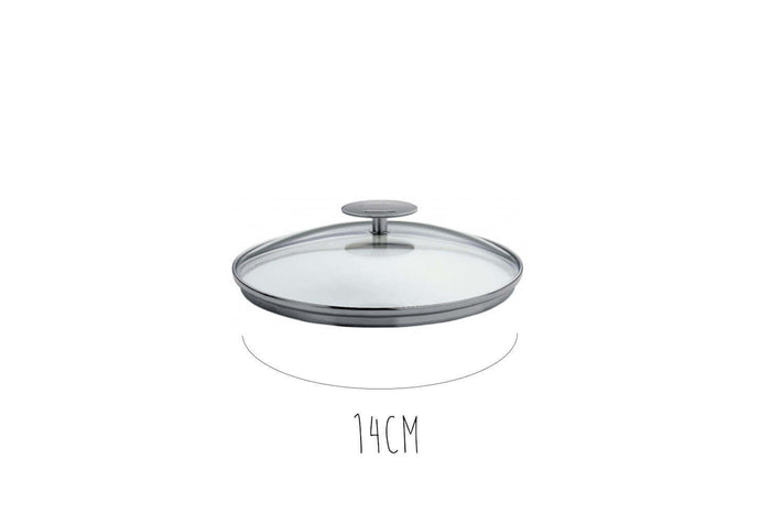Couvercle en verre bombé Cristel Platine - 14cm