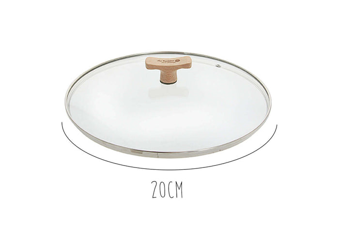 Couvercle en verre bombé universel De Buyer pontet en bois - 20cm