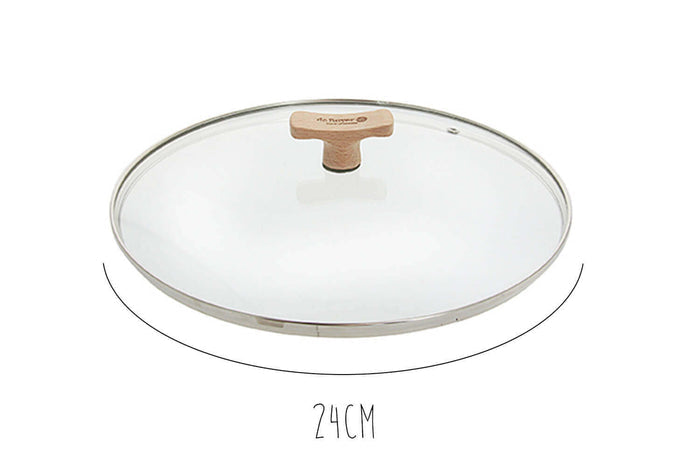 Couvercle en verre bombé universel De Buyer pontet en bois - 24cm