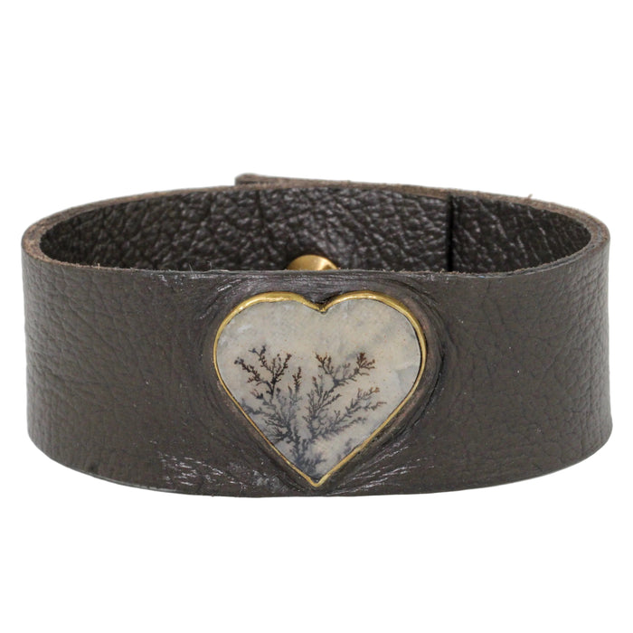Dendritic Heart Leather Bracelet