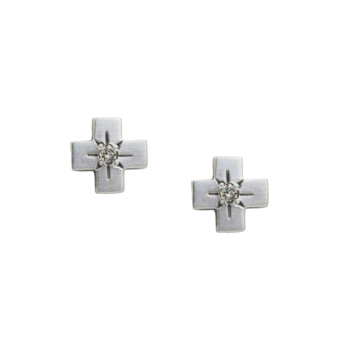 Diamond Cross Stud Earrings-Jane Diaz