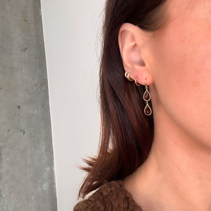 Double Garnet Drop Earrings