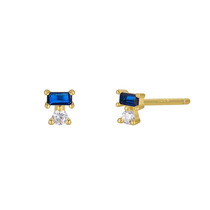 Double Stack Sapphire + CZ Stud Earrings-JaxKelly