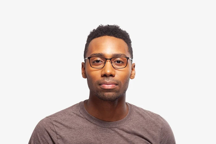 Brown Doug eyeglasses by Chemistrie worn by male model, front view