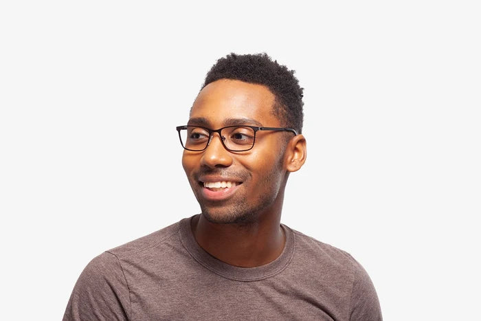 Brown Doug eyeglasses by Chemistrie worn by male model, side view