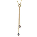 Duet Grey Pearl Lariat Necklace-Lulu Designs