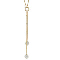 Duet White Pearl Lariat Necklace-Lulu Designs