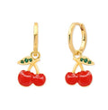 Enameled Cherry Drop Hoops-TAI