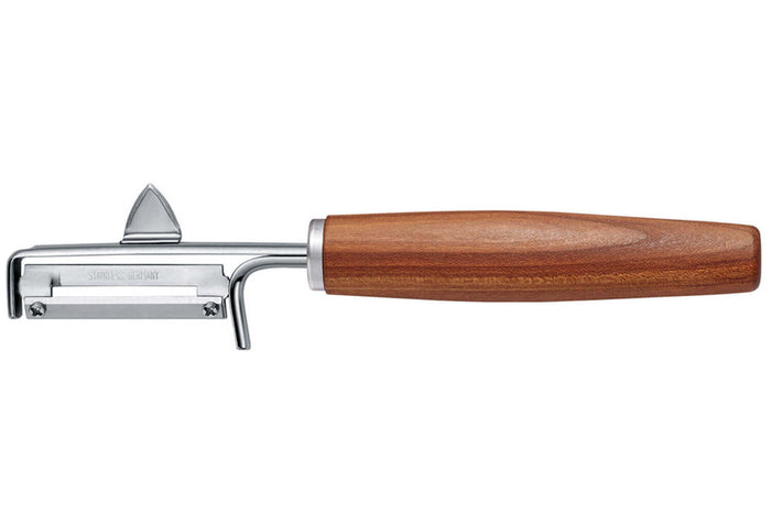 Éplucheur Triangle Sense lame mobile en inox et manche prunier - Droitier