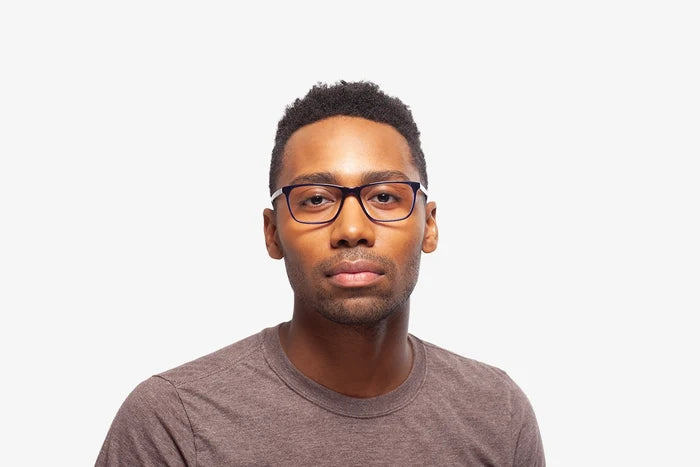 Crystal Blue eyeglasses by Chemistrie worn by male model, front view