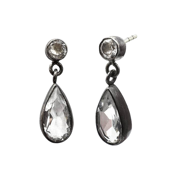 Faceted Clear Quartz Drop Earrings-Jane Diaz