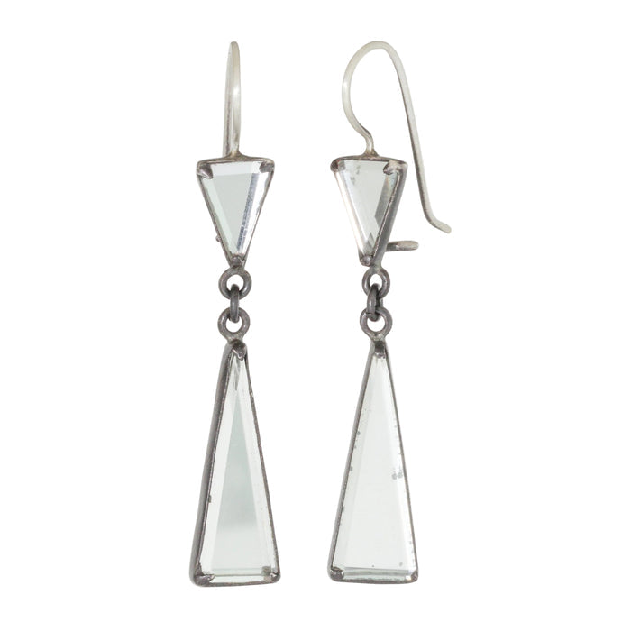 Faceted Triangular Mirror Earrings