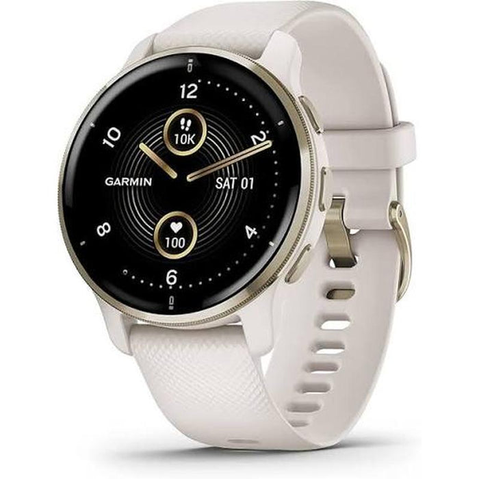 Garmin Venu 2 Plus 43mm GPS Smartwatch Cream Gold Stainless Steel Bezel with Ivory Case and Silicone Band - Excellent Pre-owned