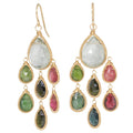Green Amethyst and Tourmaline Chandelier Earrings