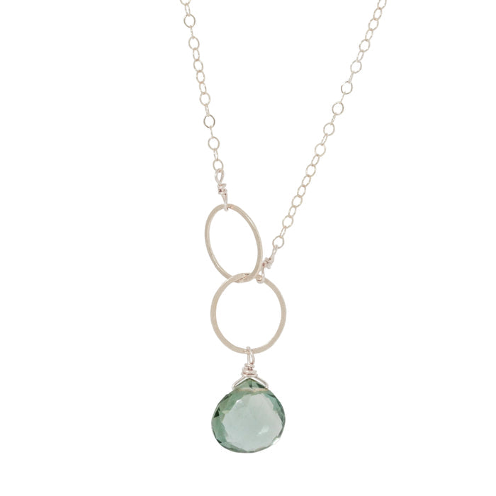 Green Amethyst Double Circle Drop Necklace