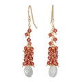 Green Amethyst with Garnet Fringe Earrings