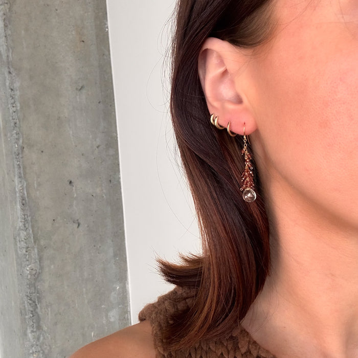 Green Amethyst with Garnet Fringe Earrings