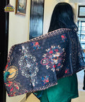 Gul Khan Blue & red Floral Printed Stole