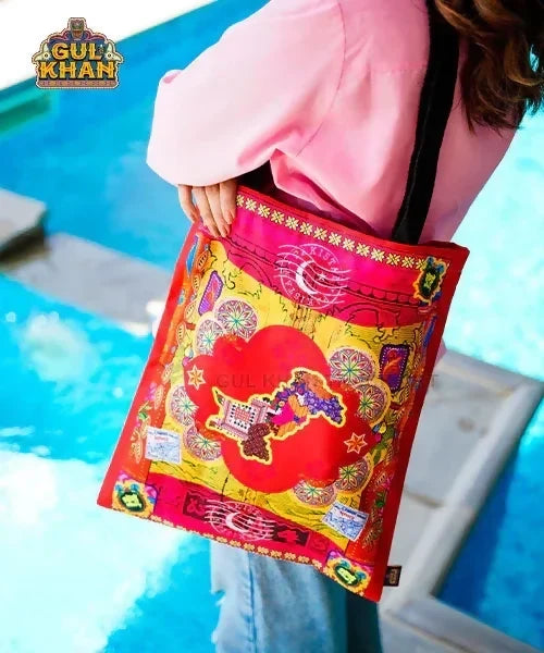 Gul Khan Tote bag Red Map