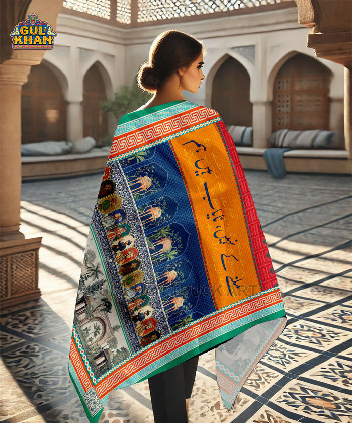 Gul Khan Truck Art - Mughal Artisan Inspired Printed Shawl 01