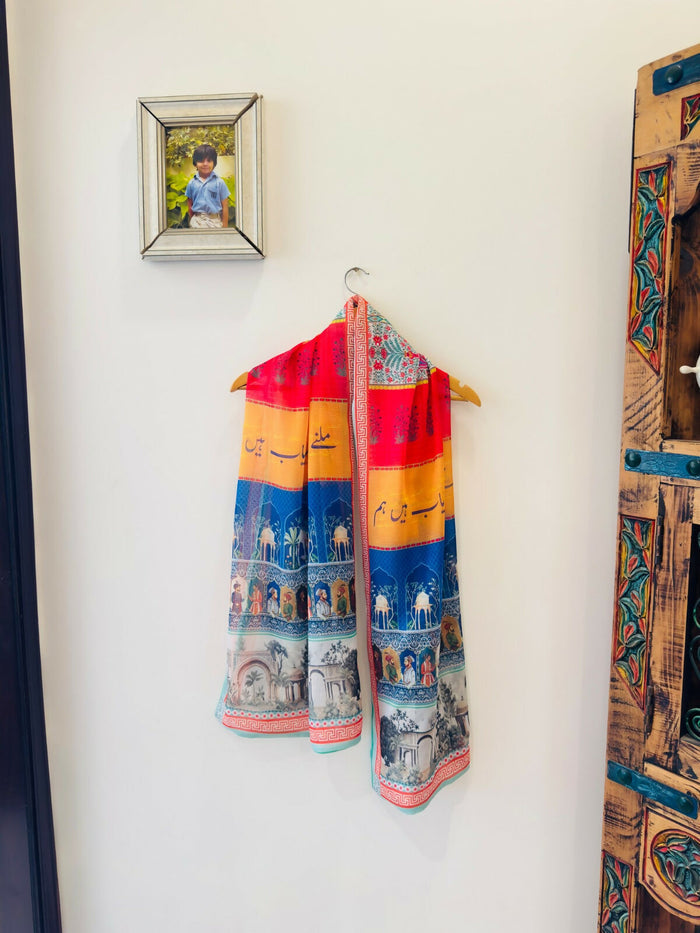 Gul Khan Truck Art - Mughal Artisan Inspired Printed Stole 01