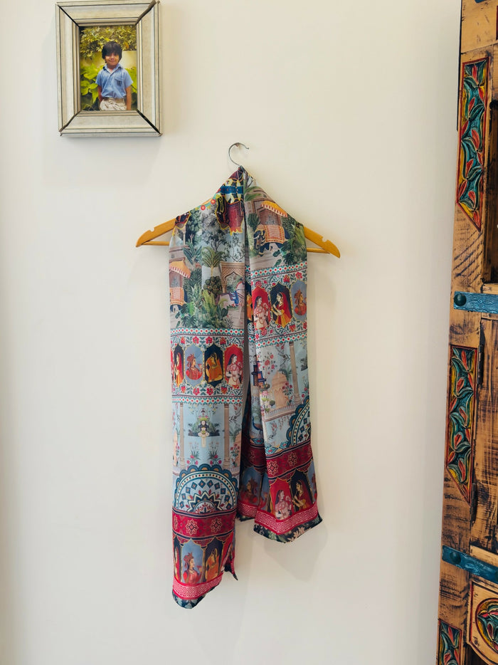 Gul Khan Truck Art - Mughal Artisan Inspired Printed Stole 02