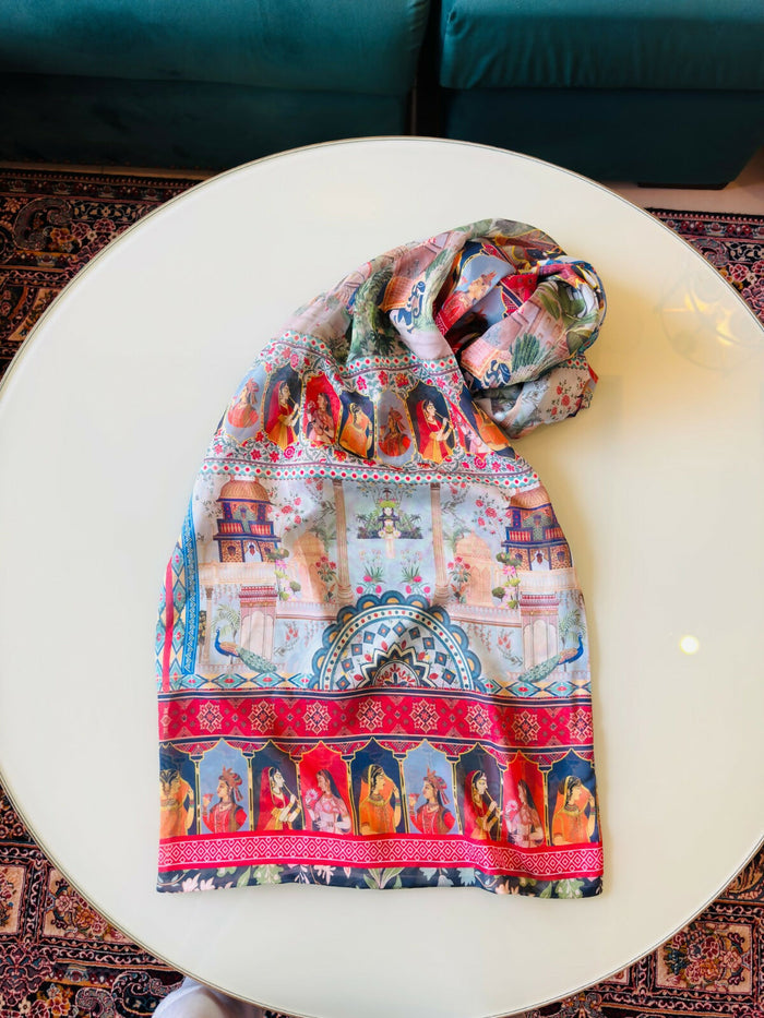 Gul Khan Truck Art - Mughal Artisan Inspired Printed Stole 02