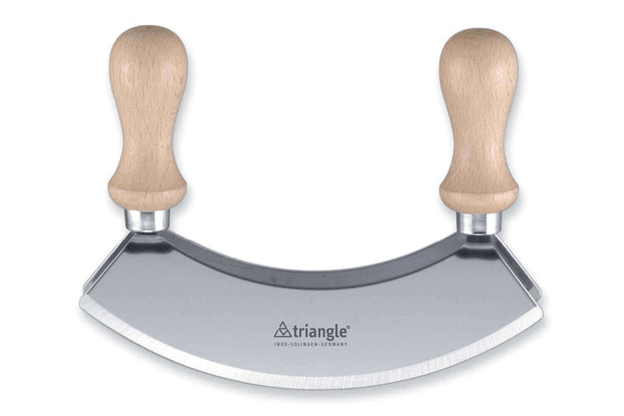 Hachoir berçoir Triangle poignées en hêtre double lame - 2 tailles - 18 cm