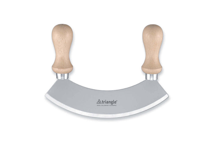 Hachoir berçoir Triangle poignées en hêtre lame simple inox - 2 tailles - 14 cm