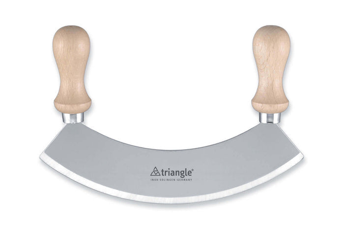 Hachoir berçoir Triangle poignées en hêtre lame simple inox - 2 tailles - 18 cm