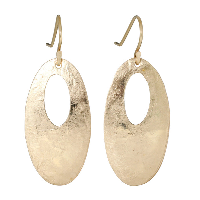Hammered Cutout Open Oval Earrings