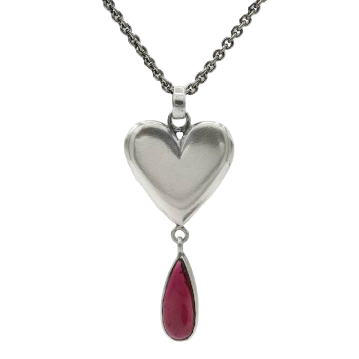 Heart Rhodolite Garnet Necklace-Jane Diaz