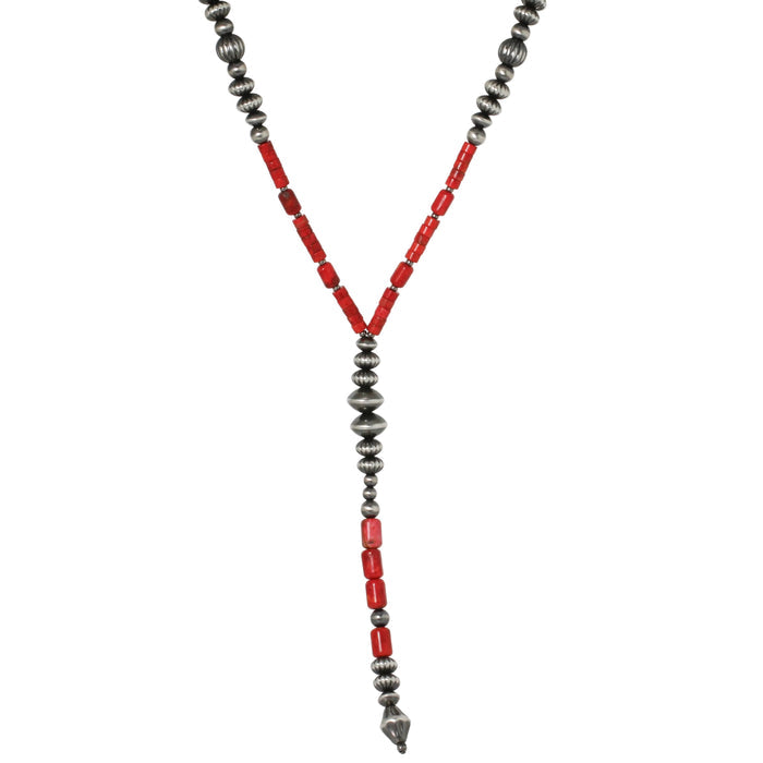 Heishi Spiny Oyster Shell Lariat Necklace