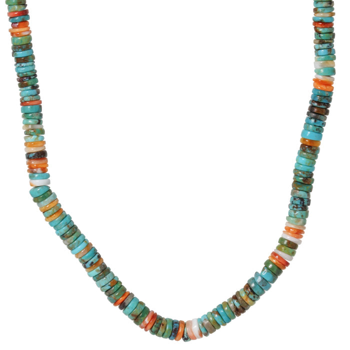 Heishi Turquoise + Spiny Oyster Shell Necklace