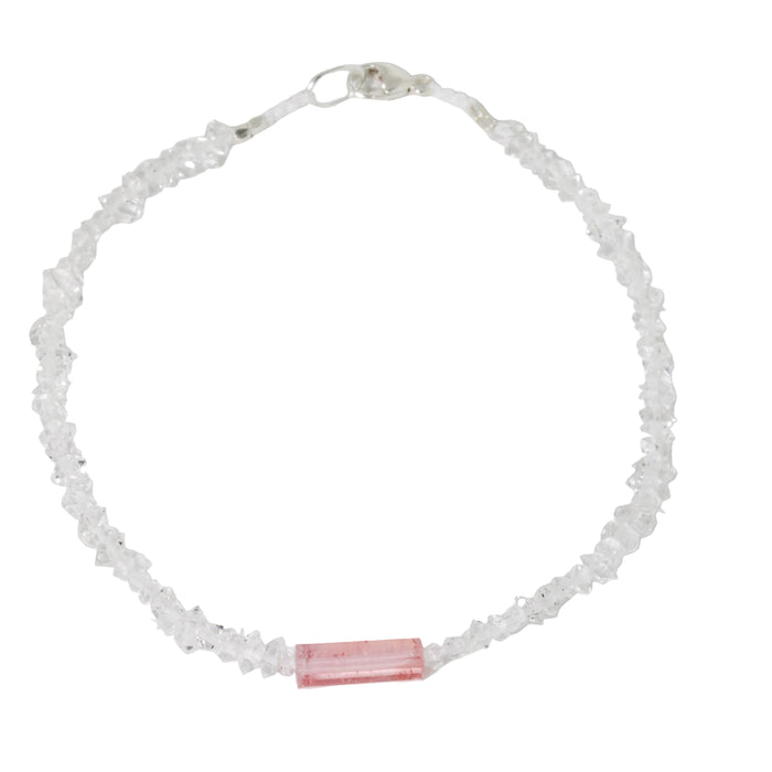 Herkimer Quartz + Pink Tourmaline Bracelet-Margaret Solow