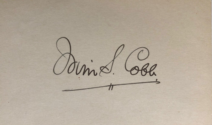 (Humor) Irvin S. Cobb. Cobb's Bill of Fare. SIGNED!