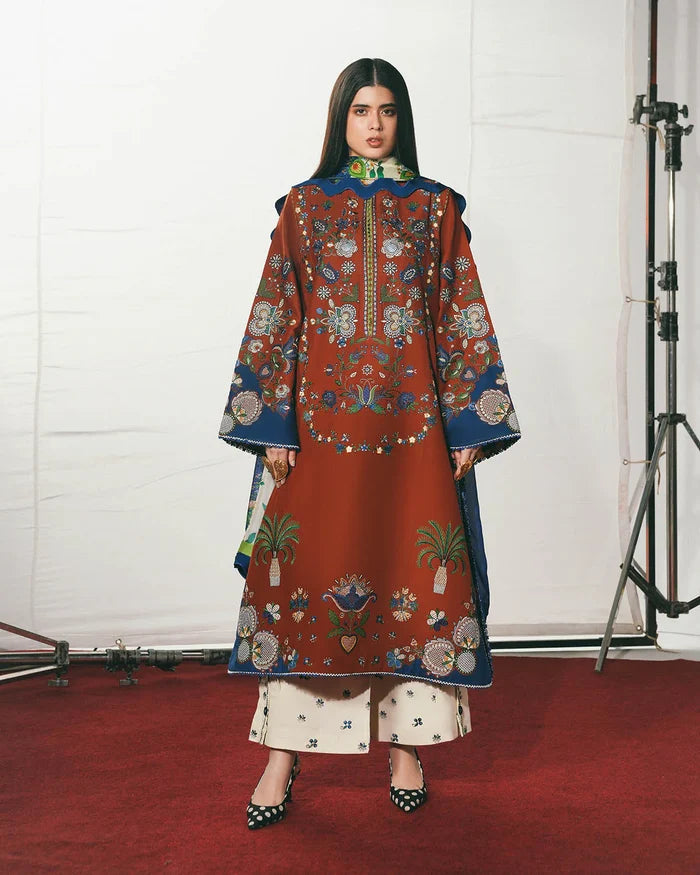 Hussain Rehar - Tahmi Three Piece Embroidered Cotton