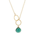 Indicolite Quartz Double Circle Drop Necklace