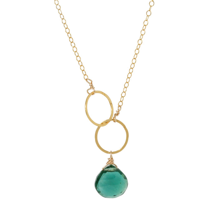 Indicolite Quartz Double Circle Drop Necklace